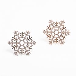 Snowflake and Rhinestone Pin - Pink Gold or Silver